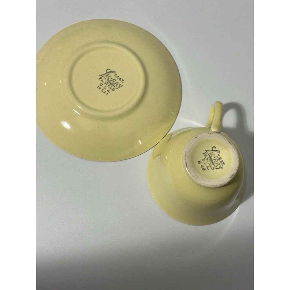 VTG LuRay Pastels TS&T Footed Cup & Saucer Set - Pastel Yellow